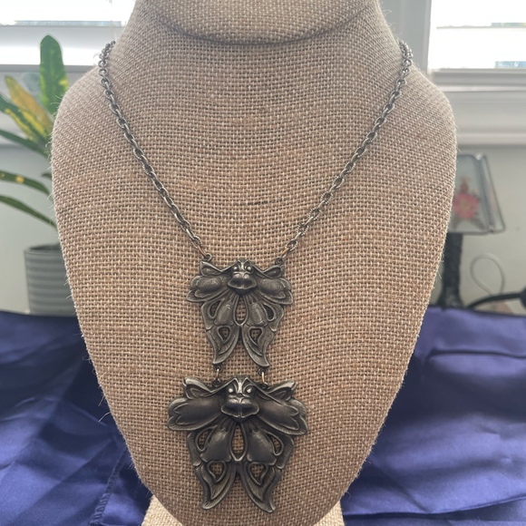 Vintage Death’s Head Moth Stamping Pendant Necklace - Picture 1 of 7